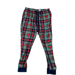 Dearfoams Cozy Comfort Womens Navy Green & Red Plaid Jogger Pajama Pant Sz M GUC